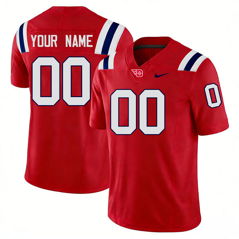 Custom Dayton Flyers Name And Number Football Jerseys-Red